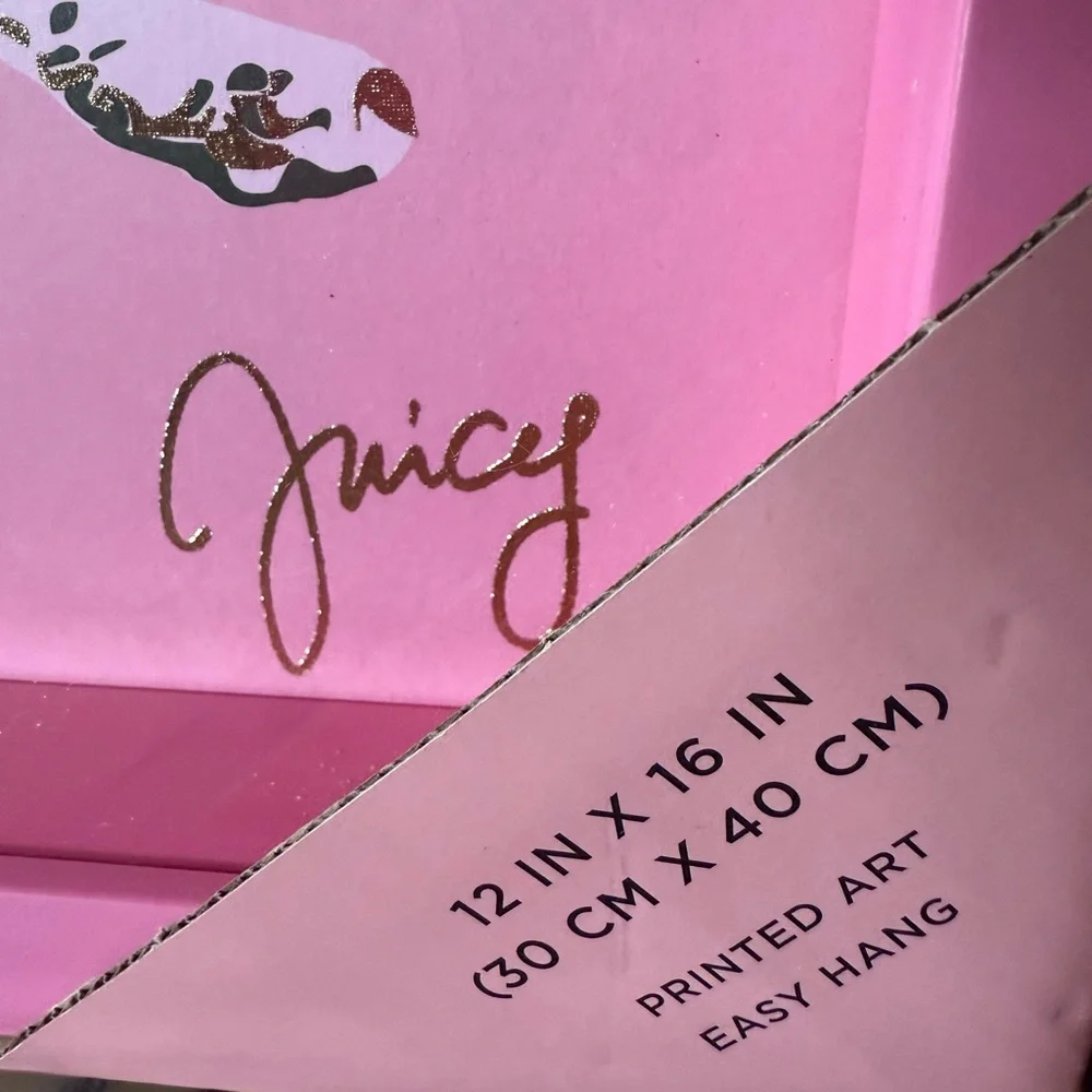 Juicy Couture NWT Stunning Pink Frame Gold Black Metallic Leopard Glass Print - Picture 4 of 8